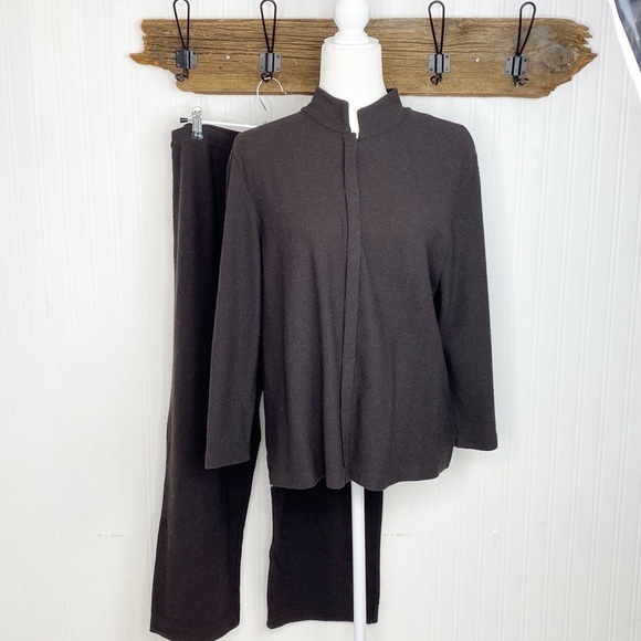 Eileen Fisher Two Piece Wool Pant Set/Lounge Set Brown - Picture 1 of 12
